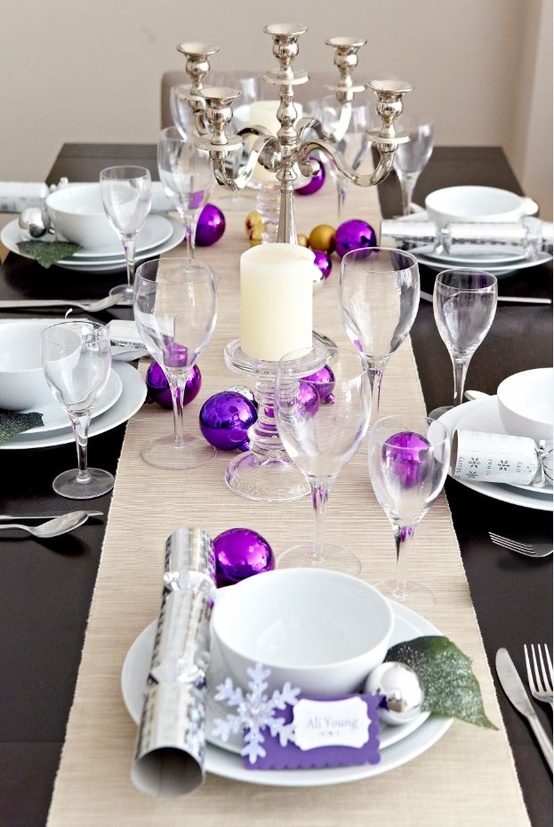 Déco de table pour Noel violet, décor de Noël | Blog Boutique-Magique